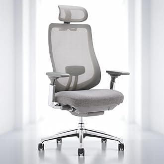 Ergonomic Mesh Office Chair High Back Executive Chair with Adjustable Headrest 4D Arm Sliding Seat Tilt Lock Lumbar Support Grey