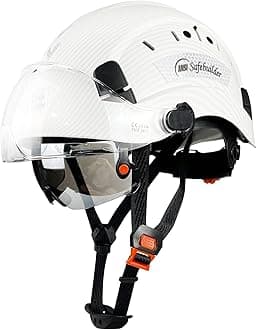 Construction Safety Helmet with Build-in Visor ABS Hard Hat with Visor Adjustable Ventilation Hardhats Work Head Protection ANSI/ISEA Z89.1