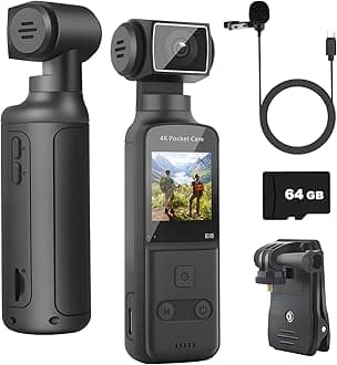 4K Body Camera with External Microphone, Mini Video & Audio Pocket Cam 270° Rotation Camera for Outdoor Sport, Bike, Travel, Police Law Enforcement, Personal Civilians, 64GB Included