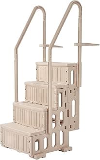 Swimming Pool Ladder, 4-Step Double Handrails Stairs with Non-Slip Heavy Duty Steps, Max Load Capacity 400 lbs, for 48-54 in Inground & Above-Ground Pools of Any Decking Surface, Taupe