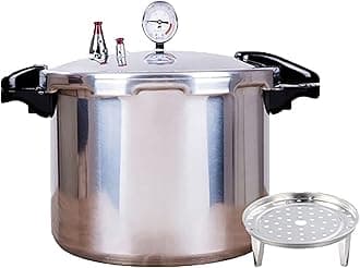 15 quart High capacity pressure cookers with cooking rack canning pressure canner with gauge Explosion proof safety valve Extra-large size great for big canning jobs/natural gas-open flame