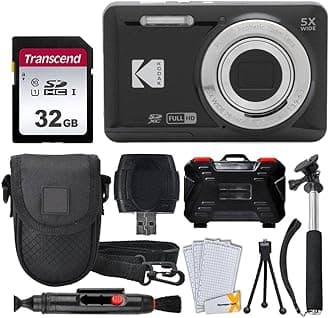 Kodak PIXPRO FZ55 Digital Camera (Black) + 32GB Memory Card + Point and Shoot Camera Case + Extendable Monopod + Lens Cleaning Pen + LCD Screen Protectors + Table Top Tripod – Ultimate Bundle