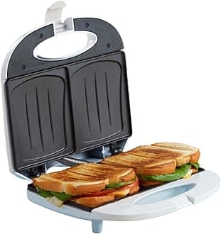 2 Slot Electric Sandwich Maker White Nonstick Press for Grilled Sandwiches and Quick Snacks