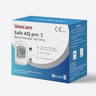 Blood Sugar Test Strips, Safe AQ pro I Test Strips, 50pcs Diabetes Test Strips & 50pcs Lans., Only for Sinocare Safe AQ pro I Glucometer