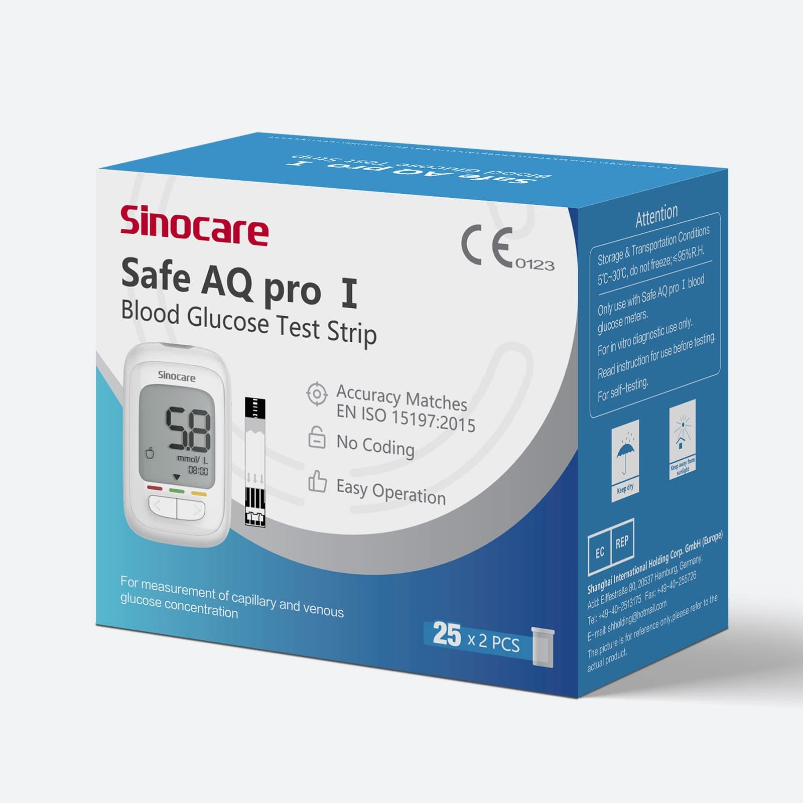 Blood Sugar Test Strips, Safe AQ pro I Test Strips, 50pcs Diabetes Test Strips & 50pcs Lans., Only for Sinocare Safe AQ pro I Glucometer