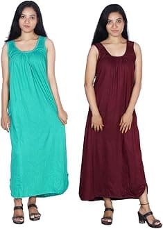 Rylie Women's Cotton Fabric Long Nighty Slip/Chemise - Full Length Camisole for Women - Plus Size Nighty - Kurti Slip
