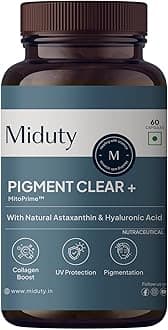 Miduty Pigment Clear+ – Skin Support Supplement with Longevity Vitamins, Mineral Complex & Hyaluronic Acid – Reduces Pigmentation & Uneven Skin Tone – 60 Capsules