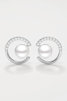 925 Sterling Silver Zola Real Pearl Pendant Earrings Chain Necklace Jewellery Set | Platinum Plated, Swiss Zirconia | Gift for Women and Girls