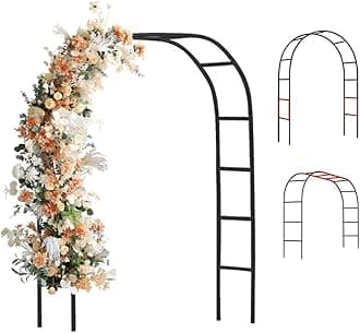 Newsmarts Garden Arc Metal Arbor for Outdoor Wedding Party Climbing Plants Decoration Frame 7.9FT Black