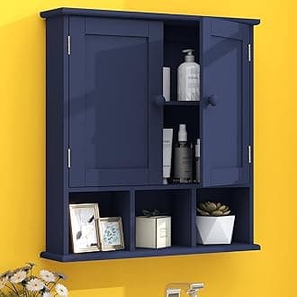 TaoHFE Blue Wall Cabinet with 2 Door Adjustable Shelves, Over The Toilet Storage, Medicine Cabinet for Bathroom & Laundry Room