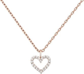 14K Gold Plated Cubic Zirconia Heart Necklace | Cute Dainty Love Pendant Necklaces for Women - Valentines Day Trendy Jewelry