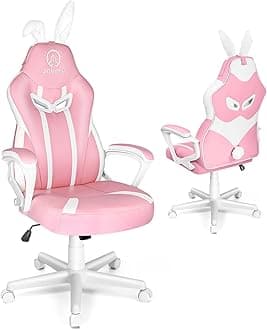 JOYFLY Pink Gaming Chair for Kids, Gamer Chair for Teens Adults Computer Chair for Girls Video Game Chairs Silla Gamer Ergonomic PC Chair（Pink-White）