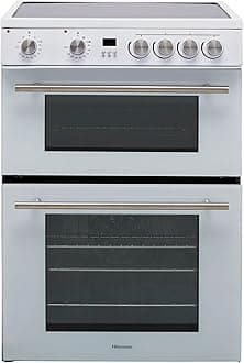 Hisense HDE3211BWUK 60cm Electric Cooker with Ceramic Hob-White A Rated Double Oven - White