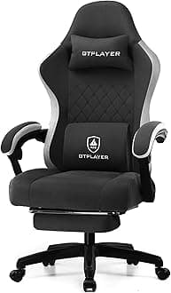 GTPLAYER Gaming Chair, Computer Chair with Pocket Spring Cushion, Linkage Armrests and Footrest, High Back Ergonomic Computer Chair with Lumbar Support Task Chair with Footrest (Black)