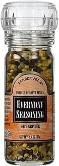 Everyday Seasoning with Built in Grinder Use on Everything Everyday Sea Salt,mustard Seeds, Black Peppercorns,coriander,onion,garlic,paprika & Chili Pepper 2.3oz - PACK OF 2