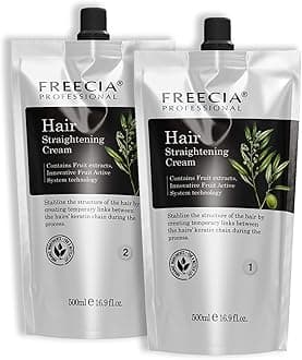Professional (1) Straightening And (2) Neutralizer Cream, Straight Silk & Frizz Free Hair | Formaldehyde Free | Removes Curls Frizz | In-Salon Treatment | Unisex | 500ml X 2