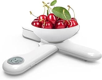 Kitchen Scale, Travel Food Scale, Digital Folding Weighing Scales, Portable Kitchen Scales for Camping Motorhome,11lb/5kg Units in g/lb:oz, Round LCD Display(White)