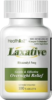 HealthA2Z Laxative Bisacodyl 5mg | 100 Counts | Gentle and Fast Overnight Relief for Constipation