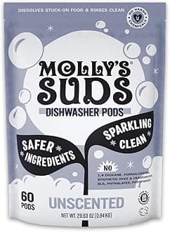 Dishwasher Pods | Clean Dishwasher Detergent, Cuts Grease & Rinses Clean (Residue-Free) for Sparkling Dishes | 60 Auto-Release Tabs (Unscented)
