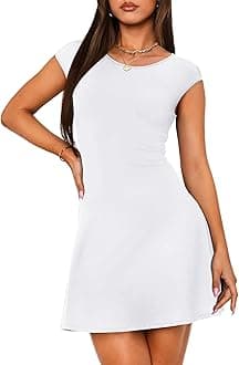 OFEEFAN Womens Dresses Cap Sleeve Cocktail Graduation Formal Party Club Mini Outfits