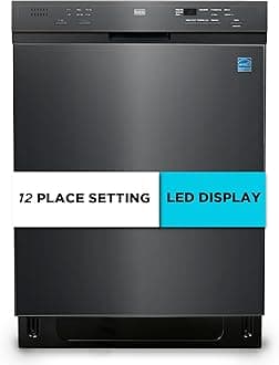 24" Built-In Dishwasher, 12-Place Setting Capacity with Stainless Steel Tub, Dish Washer with 6 Wash Programs, Low Noise, ENERGY STAR Certified, BDW200MB, Black