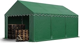 TOOLPORT Storage tent 4x6 m PVC 750 N waterproof dark green shelter with ground frame