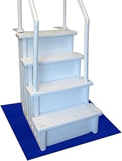 Resilia Stay-Put Swimming Pool Ladder Mat - Non-Slip, Wide Ribbed, Protective Pad, 36 Inches x 36 Inches, 0.125 Inch Thick, Royal Blue