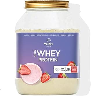 wmnworld 100% Whey Protein Powder, Premium Grass-fed, Muscle Building & Toning, 1Kg | Natural Strawberry Milkshake