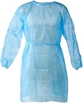 Personal Touch Health Care Apparel Universal Size (OSFM) Blue Disposable Isolation Gowns - Latex-Free Gown is Fluid Resistant with Knitted Cuffs Medical & PPE Gowns - Ideal Protection (10 Pack)