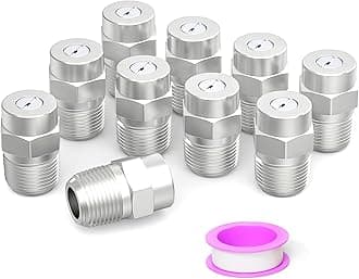 35 Degree Surface Cleaner Tips, 1/4 Inch NPT Male, 2.5 Orifice, 4000 PSI Threaded Spray Nozzles, Replacement for Water Gun, Water Broom and Surface Cleaner (10-Pack)