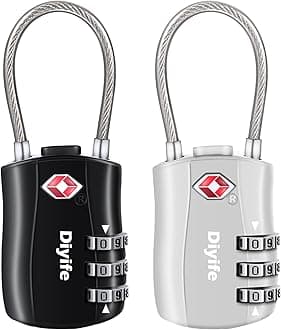 TSA Luggage Locks, [Newest Version][2 Packs] Diyife 3-Digit Security Padlock, Combination Padlocks, Code Lock for Travel Suitcases Luggage Bag Case etc.(Black&Silver)