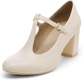 DREAM PAIRSLow Chunky Heels for Women T-Strap Mary Jane Pumps Wedding Dress Shoes