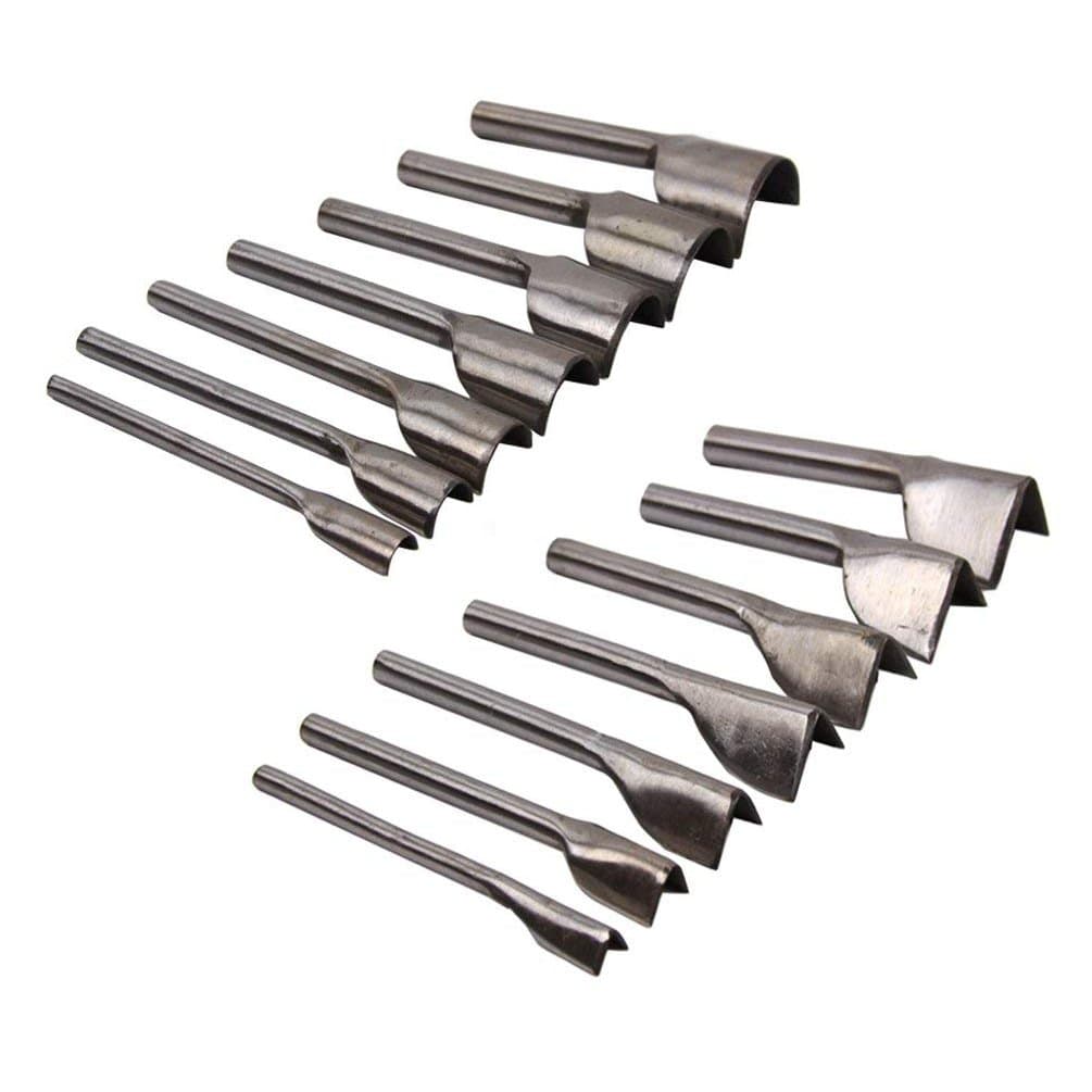 AMPSEVEN Leather Craft Arc-Shape Half-Round Cutter Punch 7 Sizes Set + 7 Sizes V Shaped DIY Leather Cutter Puch End Tools for Belt Wallet(Total 14pcs)