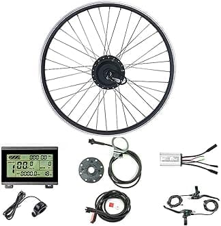 Waterproof 36V/48V 250W Ebike Conversion Kit for Electric Bike 16"/20"/24"/26"/27.5"/28"/29"/700C Fron Wheel Electric Bicycle Hub Motor Kit with Mountain Bike Rim,48V-24in