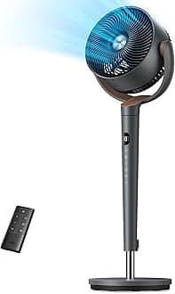 Fan for Bedroom, 120° Oscillating Standing Fans, Quiet Floor Fan with DC Motor, 100ft Pedestal Fans for Room, 9 Speeds, 4 modes, 20dB, 120° Manual Vertical, 37-42" Adjustable Height, 9H Timer