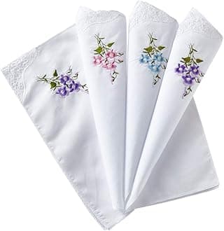 RDS HANKYTEXCotton Embroidery Ladies' Handkerchiefs Lace Set of 6