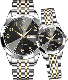 OLEVS Couple Watch Valentines Couple Matching Watches His and Her Couple Set Wrist Watch Men and Women Lovers Wedding Romantic Gifts Set of 2