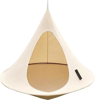 All Weather Polyester and Cotton Double Hammock Cacoon, Natural White