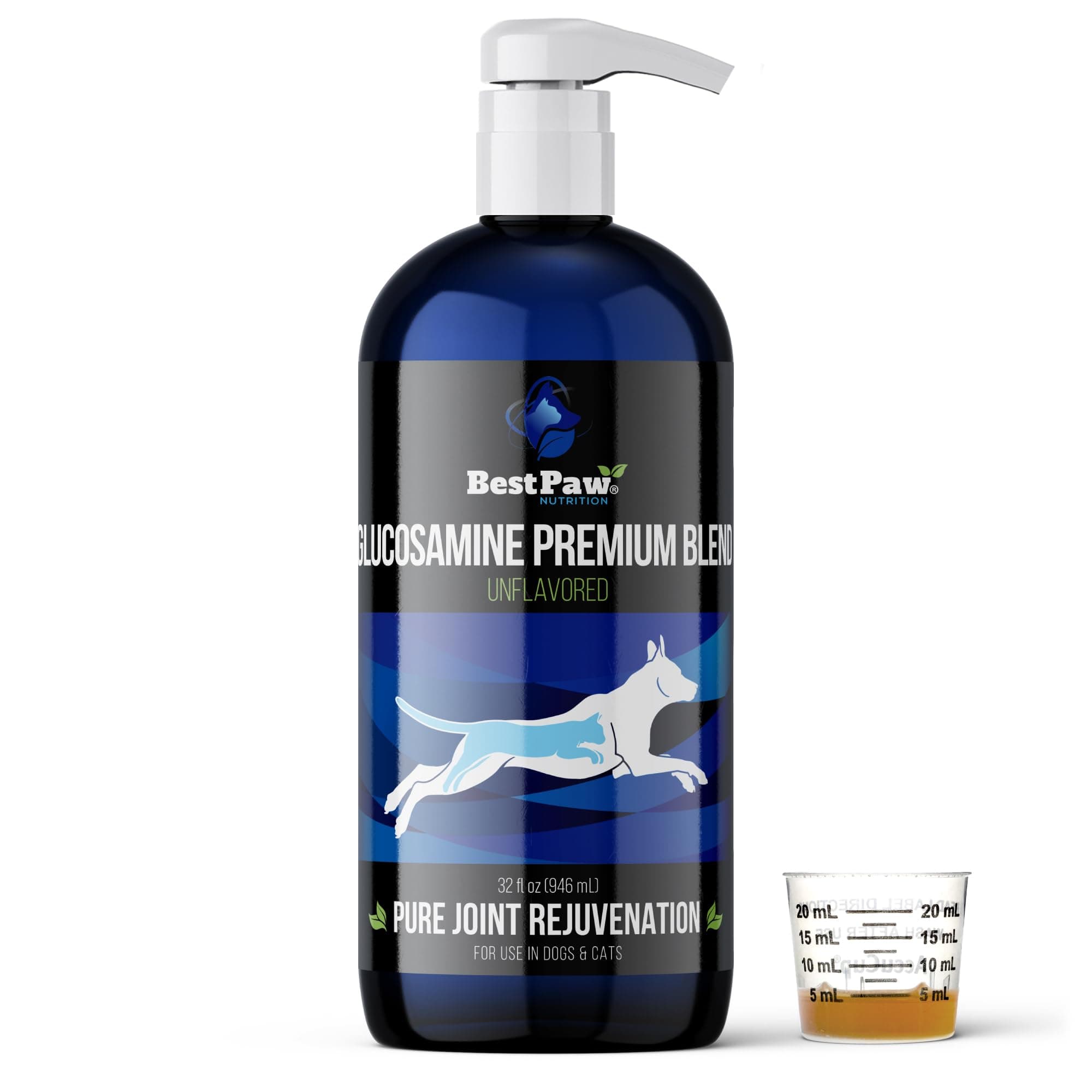 Best Paw Nutrition Liquid Glucosamine for Dogs & Cats – Dog Joint Supplement for Hip & Joint Support – Supports Mobility & Comfort – Glucosamine Chondroitin MSM & Hyaluronic Acid – Unflavored – 32oz
