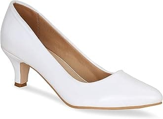 Get Glamr Women Faux Leather Classic Work Pumps|| Semi-Pointed Toe|| Block Low Heels|| Smart Causals|| Heel Pumps