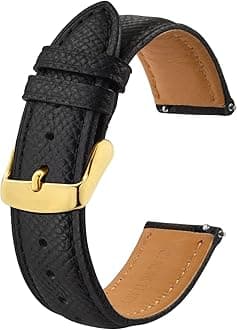 BISONSTRAP Watch Straps with Quick Release, Texture Leather Watchbands for Men Women, 18mm 20mm 22mm