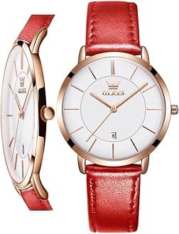 Women Wrist Watches Ultra Thin 6.5mm Minimalist Dress Fashion Leather Strap Quartz Waterproof Date Day Slim Watches for Ladies