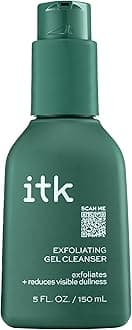 ITK Exfoliating Facial Gel Cleanser - Face Wash to Brighten + Smooth Skin - Dissolves Makeup + Grime Gently- Even-Toned Skin - Glycolic Formula to Brighten Skin, for Normal to Oily Skin, 5 Fl Oz
