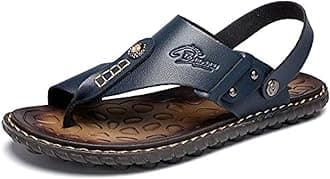 Mens Sandals Indoor and Outdoor Beach Flip Flop Casual Thong Leather Slip On Two uses Athletic Slipper Soft