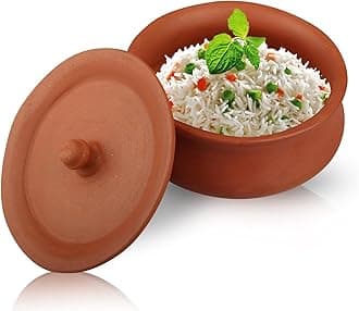 Handcrafted Dahi Handi | Traditional Dahi Handi – Eco-Friendly Handmade Clay Pot | Unique Handmade Design Bowl | Curd Bowl with Lid for Cooking 1 Liter