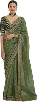 Fashion Basket Women's Woven Georgette Saree With Blouse Piece (SSFB-SARI2845)