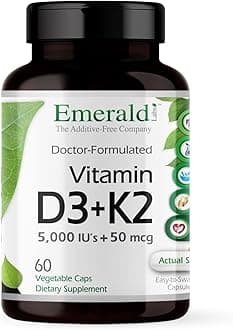 - EMERALD LABS Vitamin D3+K2 - Vitamin D & VitalDelta MK-7 for Bone Health & Heart Support* - Vegetarian, Gluten-Free, Clinical Potency - 60 Vegetable Capsules