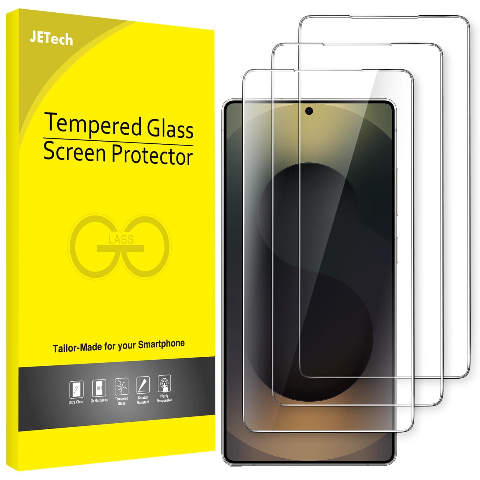 Screen Protector for Samsung Galaxy S25 Ultra 5G, Tempered Glass Film, Fingerprint ID Compatible, HD Clear, 3-Pack