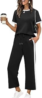 XIEERDUO Women's Side Slit Lounge Sets 2026 Fashion 2 Piece Travel Outfits Cozy Loungewear Wide Leg Tracksuits S-3XL
