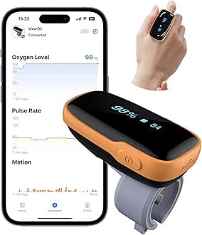 - Vibeat Pulse Oximeter for 12 Hours Continuous Tracking, WearO2 Bluetooth Finger Oxygen Monitor, Notification of Low O2, Wearable Ring Blood Oxygen Meter, Free App & PDF Report